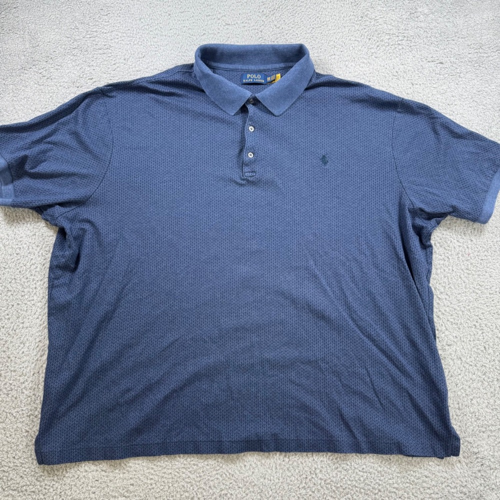 Polo Ralph Lauren Mens 3XB Blue Geometric Micro Print Cotton Polo Shirt